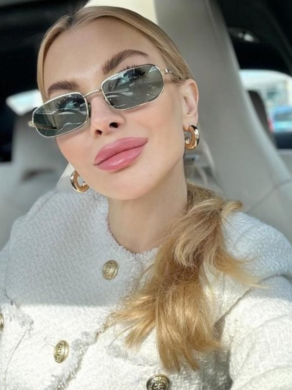 Gucci GG1457S 005 Rectangle Sunglasses - Gold / Green